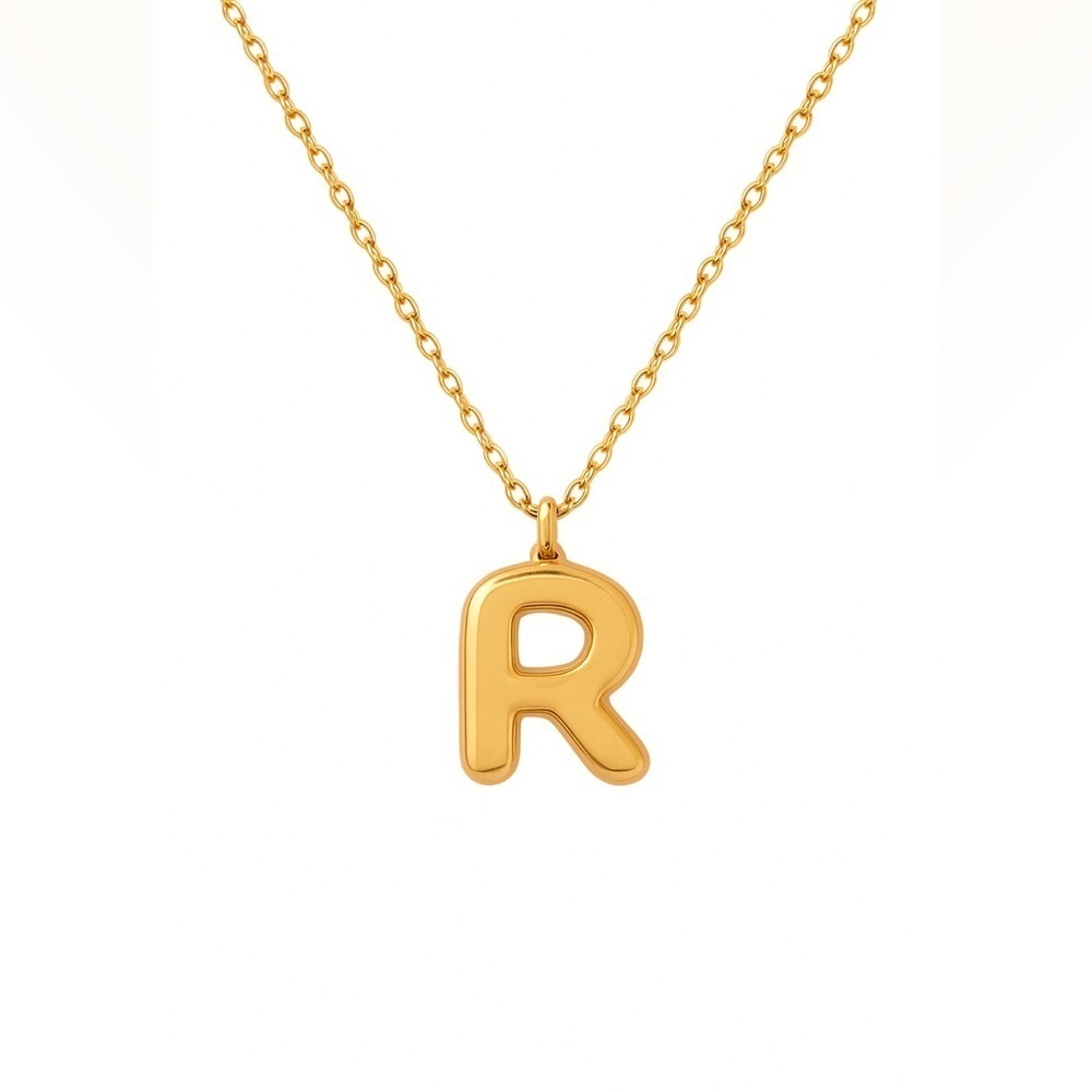 Gold Bubble Initial Necklace (4000)